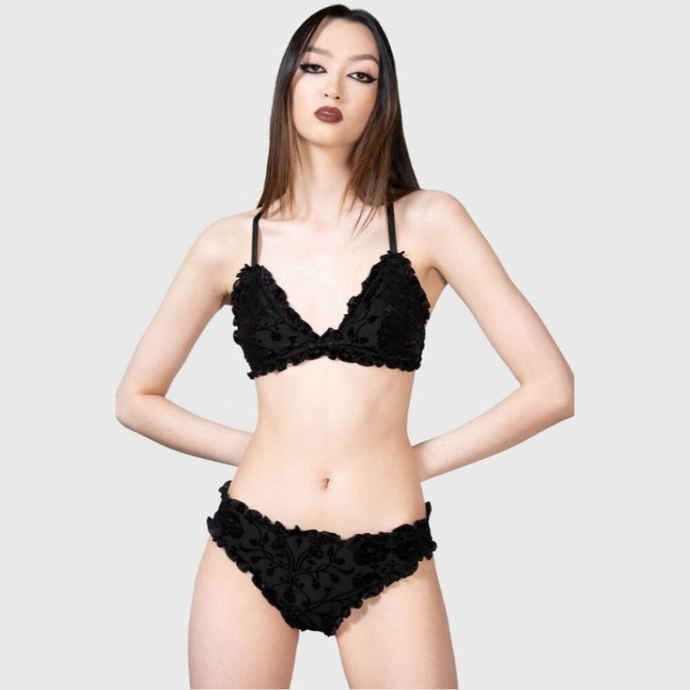 Killstar ✦ Dark Fairyland Bralet & Panty Set ✦ Velvet Gothic Lingerie M L NWT